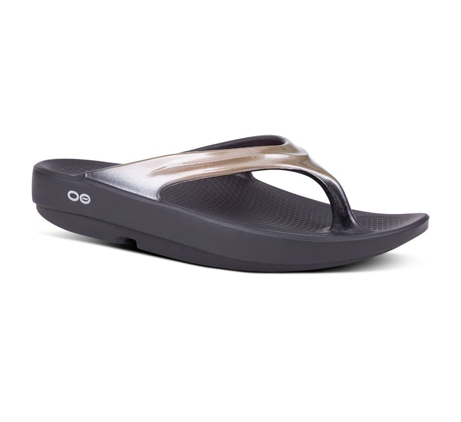 Oofos Oolala Luxe - Women's Flip Flops Brown Grey - Canada ( IQSN-74801 )